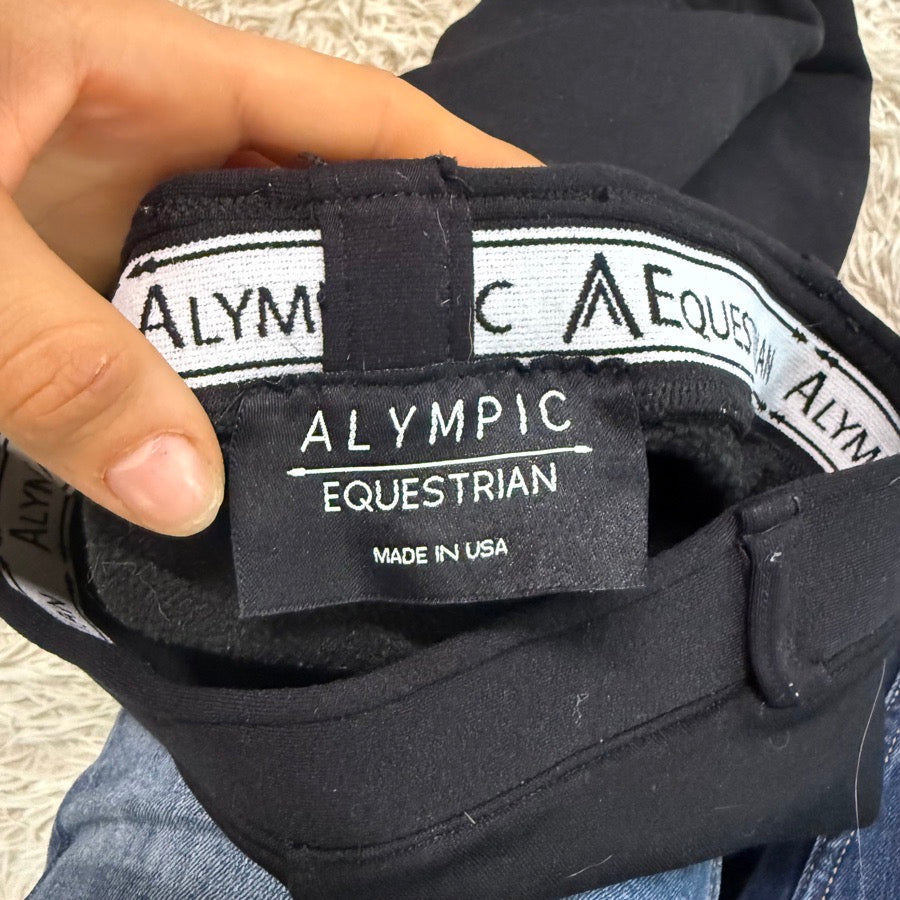 Child’s Black Alympic Equestrian Knee Patch Horseback Riding Jodhpurs. Good Cond