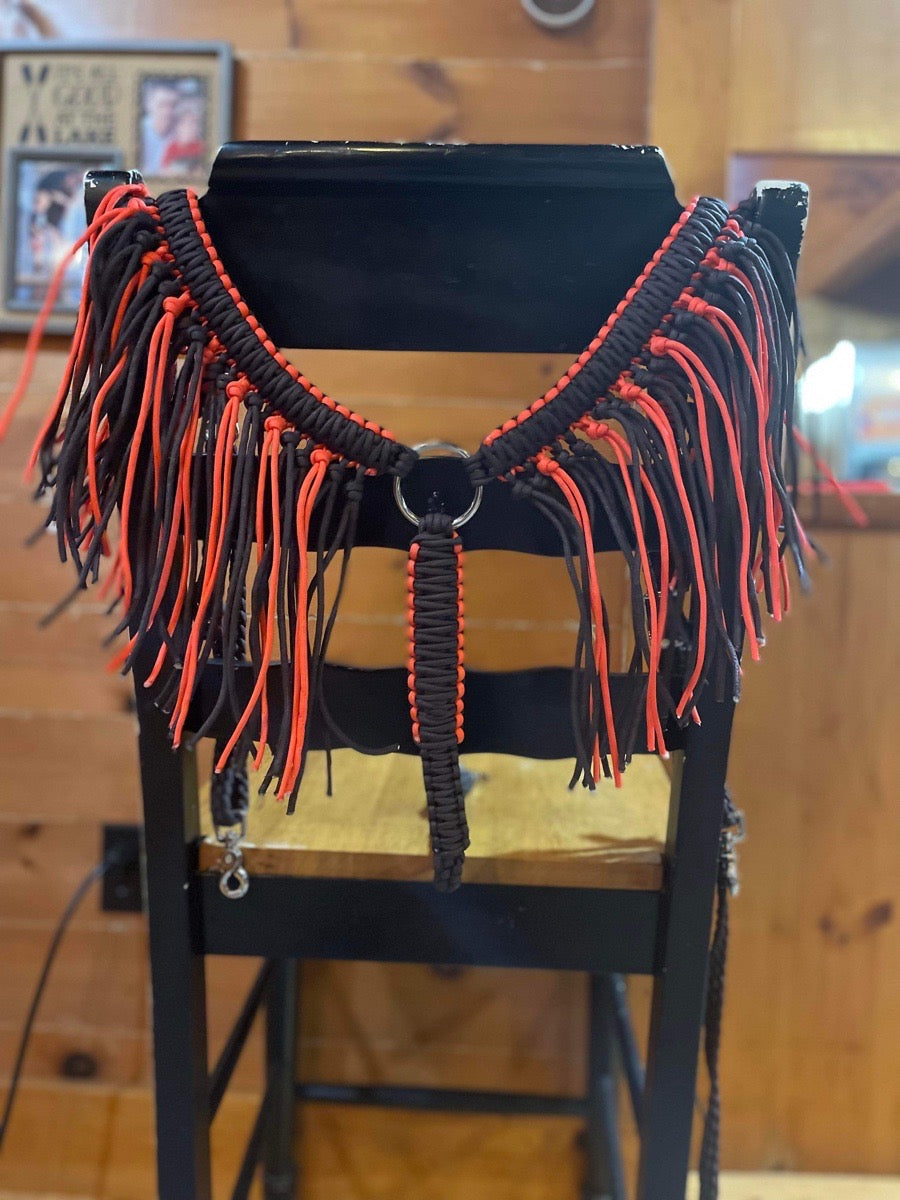 Horse fringe colorful Paracord breast collar