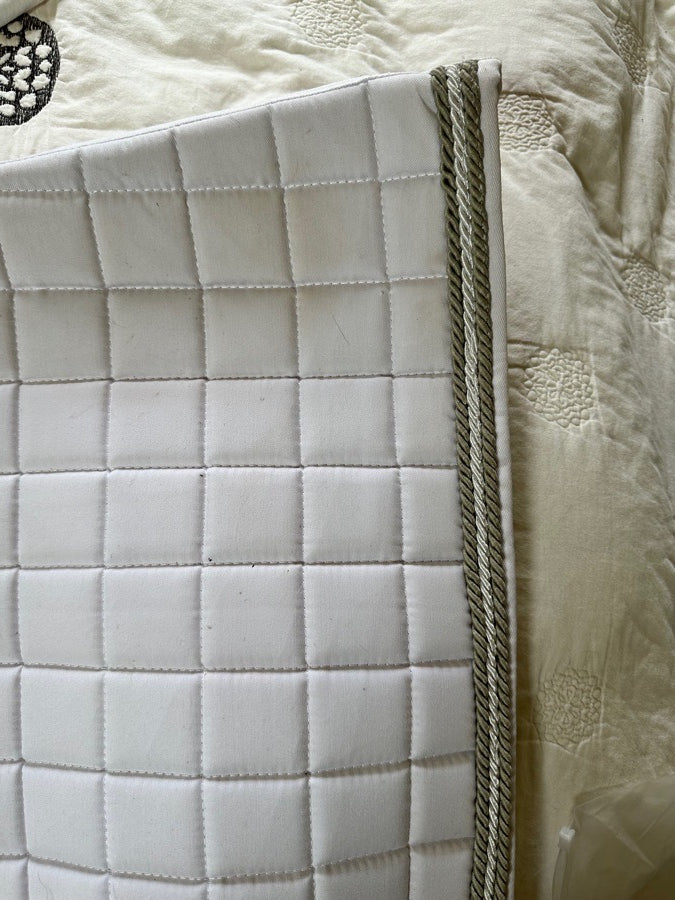 Horze white saddle pad with silver pipping