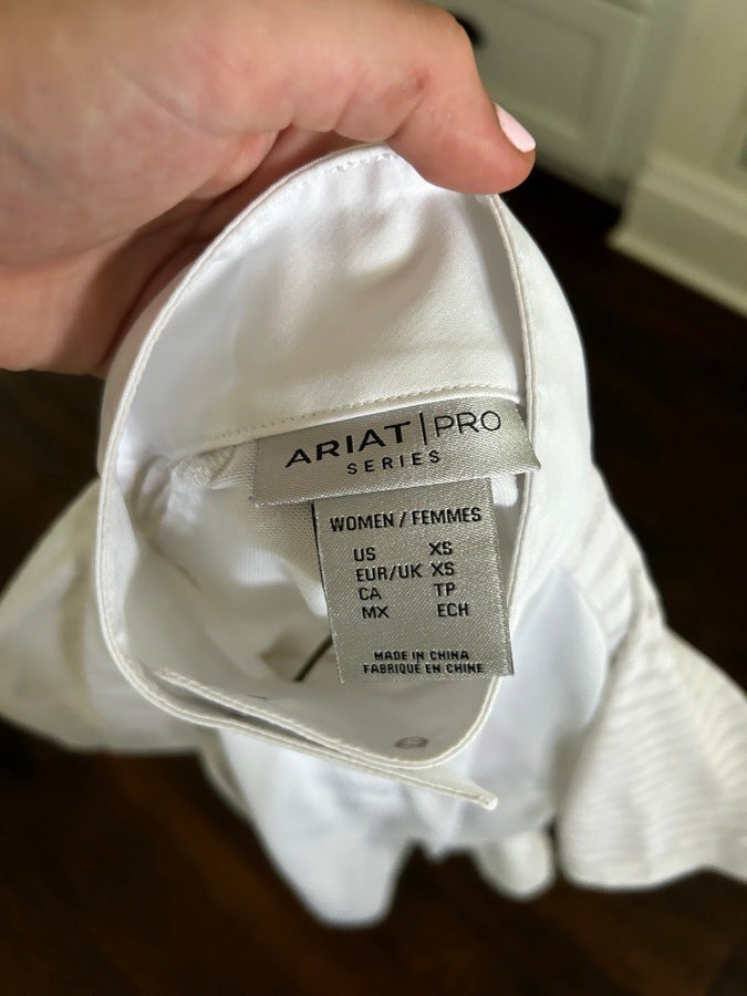 White Ariat mesh show shirt