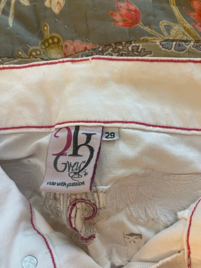 2K Grey White Riding Jeans Knee Patch