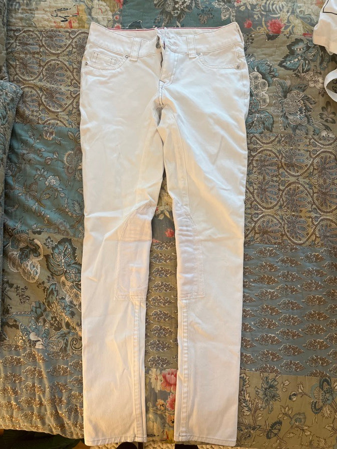 2K Grey White Riding Jeans Knee Patch