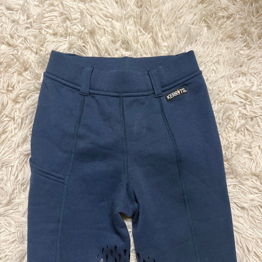 Girl’s Small Blue Kerrits Knee Patch Winter Horseback Riding Tights Breeches