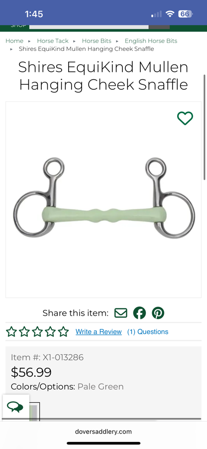 SHIRES 5” Shires EquiKind Mullen Hanging Cheek Baucher