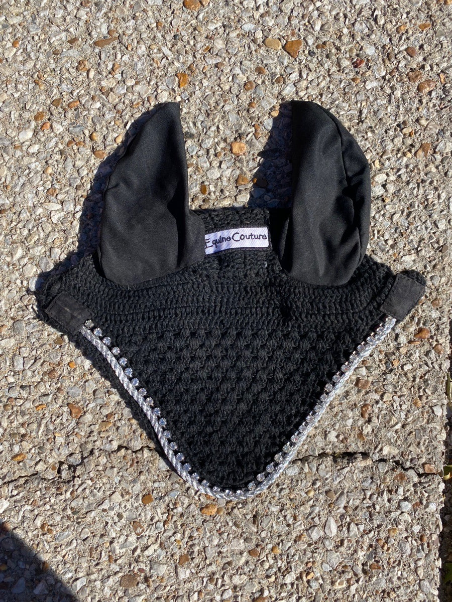 Equine Couture Black Sparkly Bonnet
