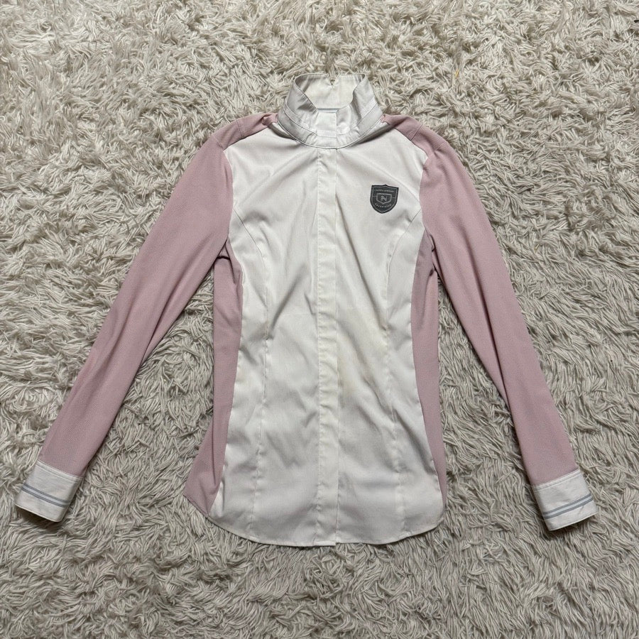Women’s XS Pink Noel Asmar Long Sleeve Horseback Riding Show Shirt. Good Cond.
