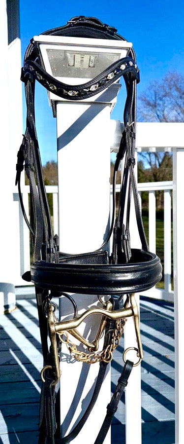 OTTO SCHUMACHER Otto Schumacher Double Bridle with bits and reins Full Size Black like new (6)