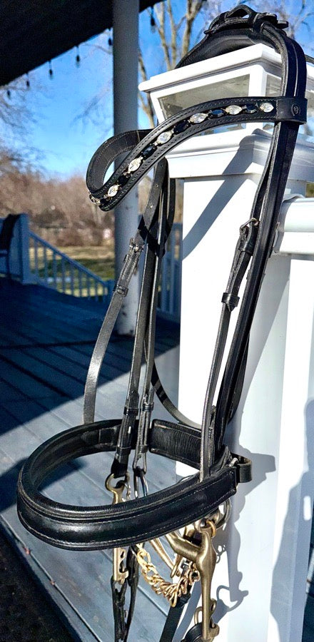 OTTO SCHUMACHER Otto Schumacher Double Bridle with bits and reins Full Size Black like new (5)