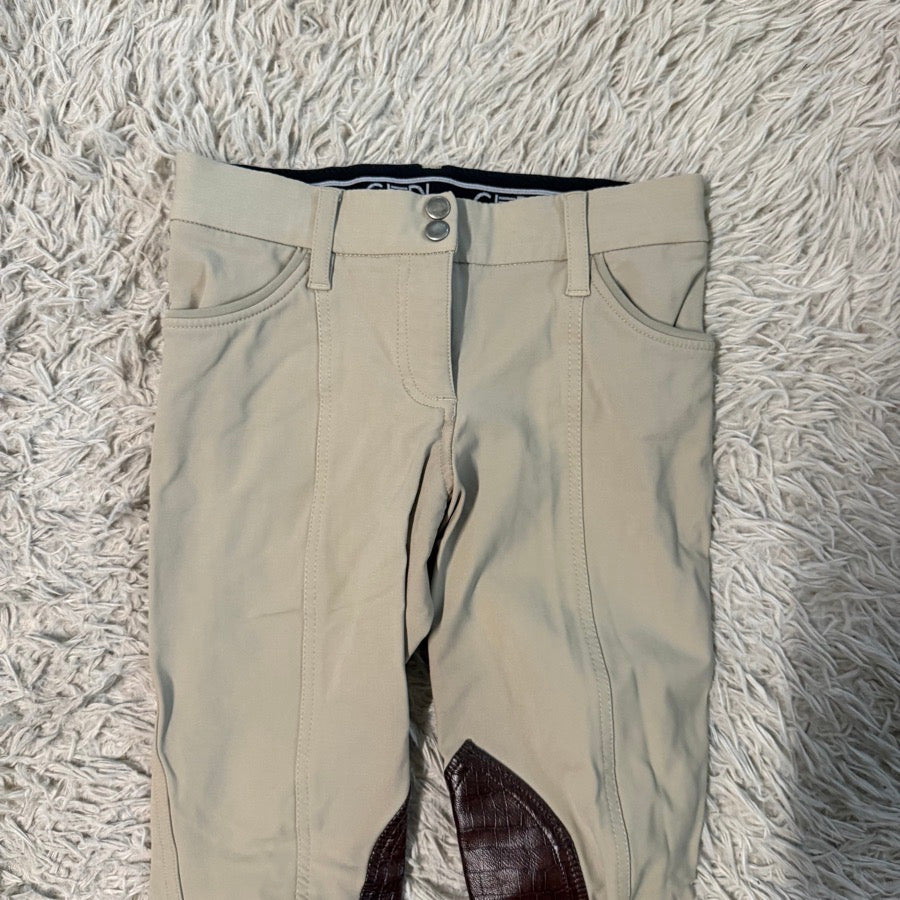 Women’s Size 26 Tan Ghodho Knee Patch Horseback Riding Breeches. Good Condition.