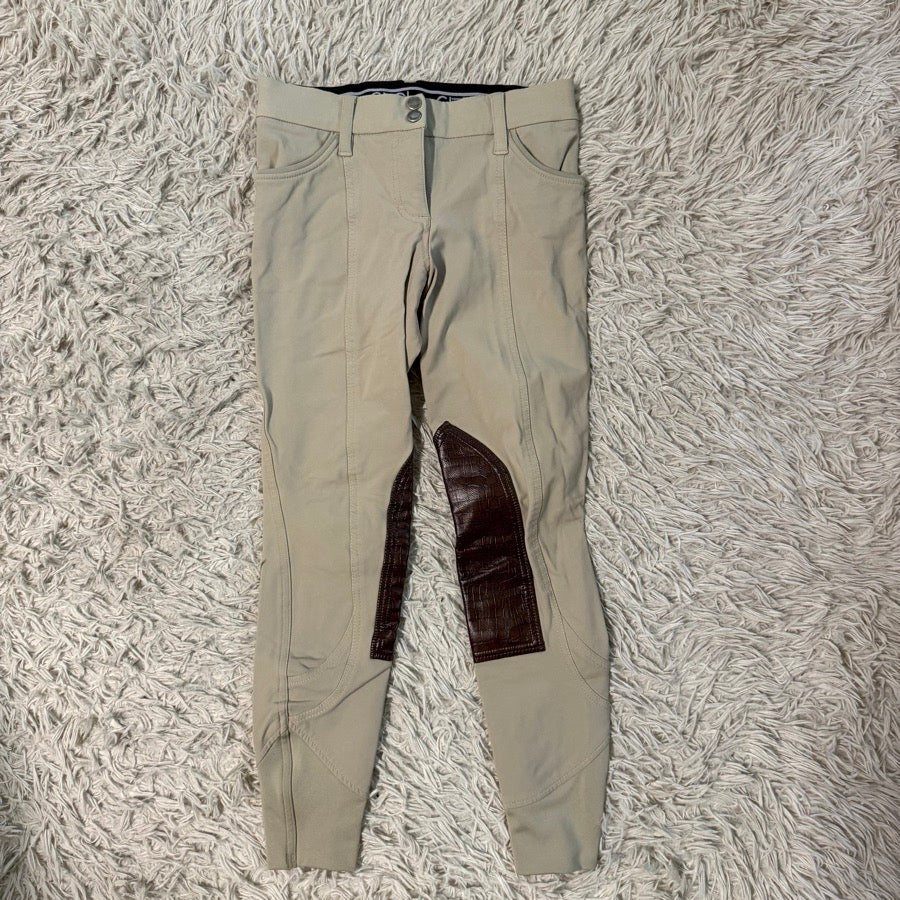 Women’s Size 26 Tan Ghodho Knee Patch Horseback Riding Breeches. Good Condition.