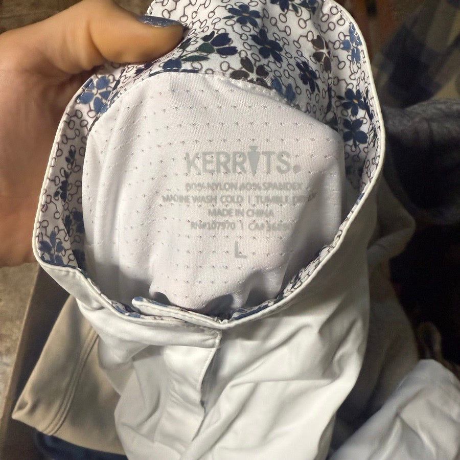 KERRITS Women’s Large White Kerrits Long Sleeve Horseback Riding Show Shirt (3)