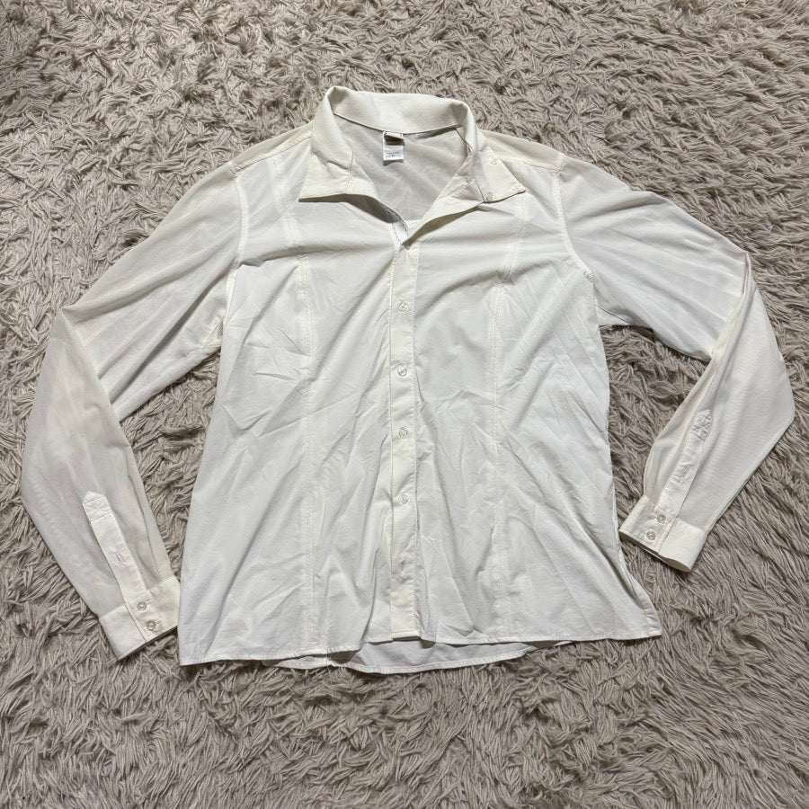 FITS Women’s XL White Fits Long Sleeve Horseback Riding Button Down Shirt. Good Cond.