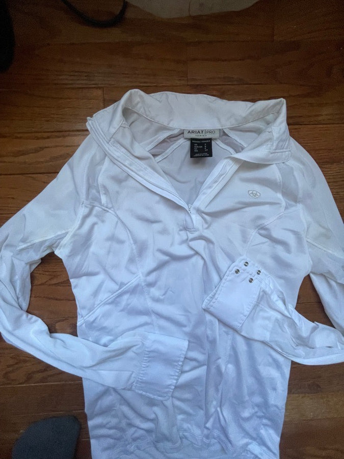 Ariat Pro White Long Sleeve Show Shirt, Size Small