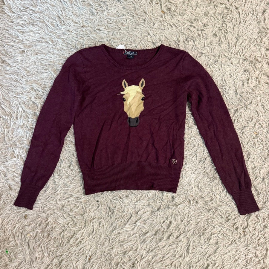 ARIAT Women’s Large Purple Ariat Palomino Horse Riding Equestrian Sweater. Good Cond.