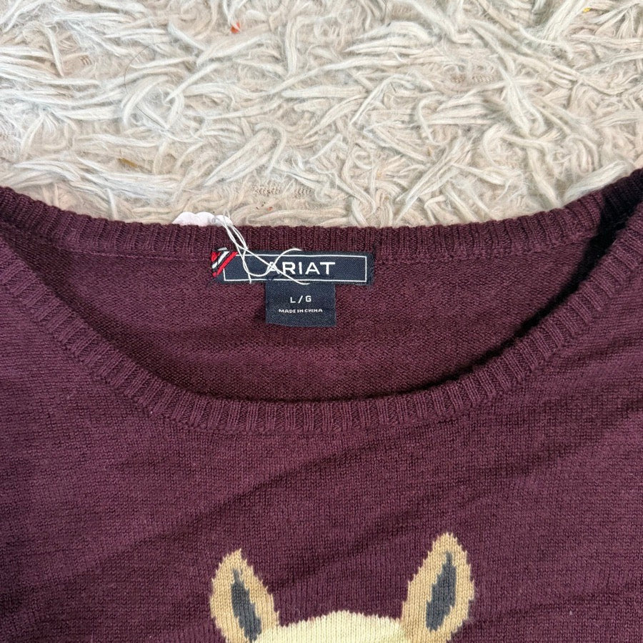 ARIAT Women’s Large Purple Ariat Palomino Horse Riding Equestrian Sweater. Good Cond. (4)