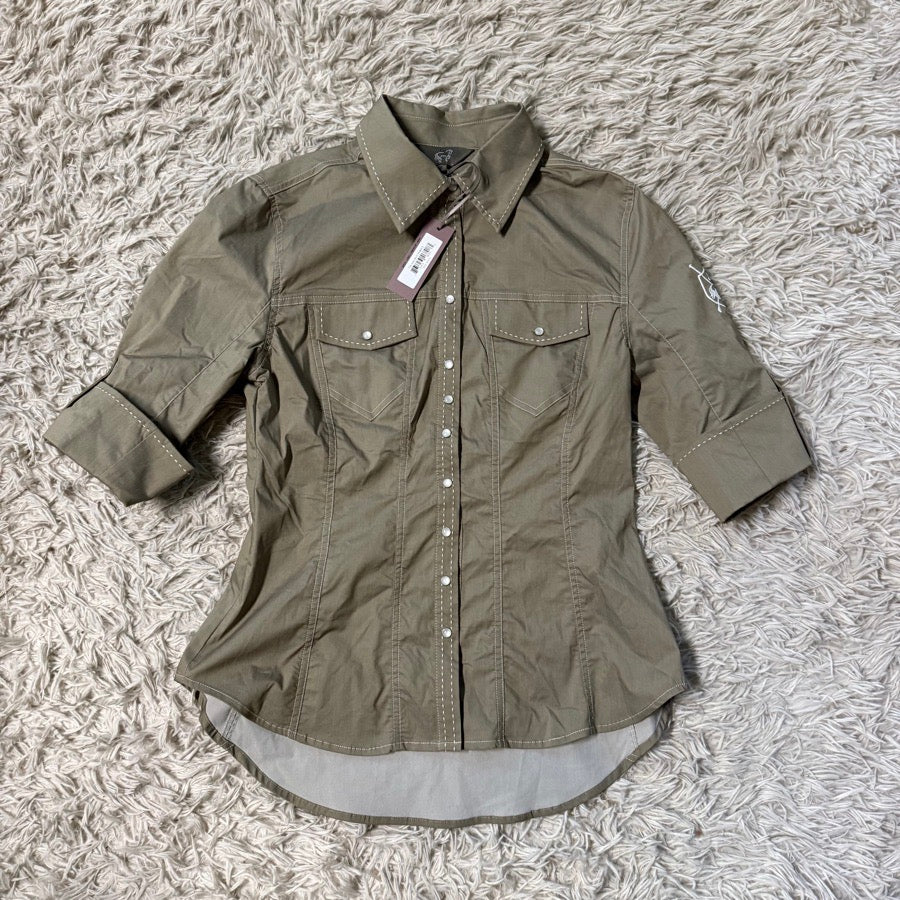 GOODE RIDER New Women’s Small Khaki Goode Rider Horseback Riding Button Down Shirt