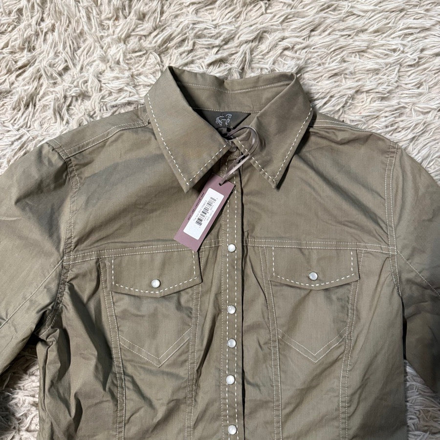 GOODE RIDER New Women’s Small Khaki Goode Rider Horseback Riding Button Down Shirt (2)