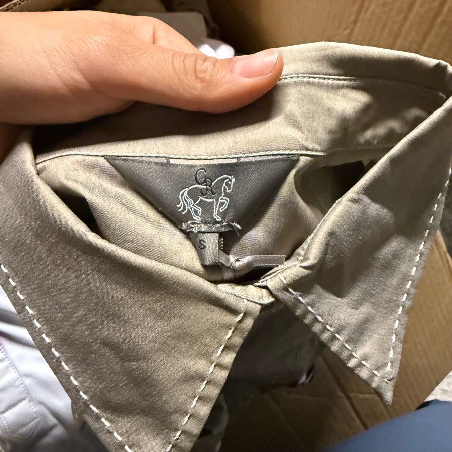 GOODE RIDER New Women’s Small Khaki Goode Rider Horseback Riding Button Down Shirt (3)
