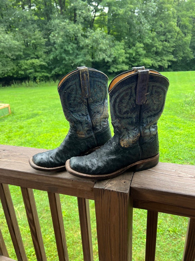 Black full quill ostrich boots
