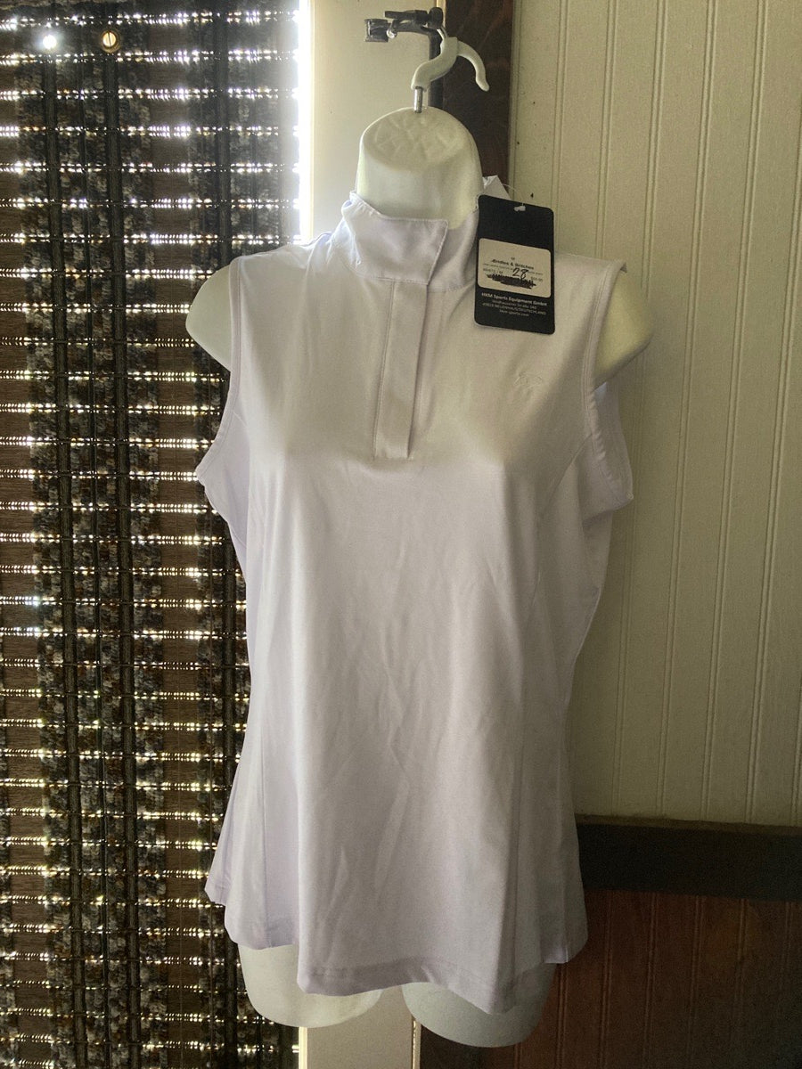 White HKM sleeveless hunter show shirt NEW M