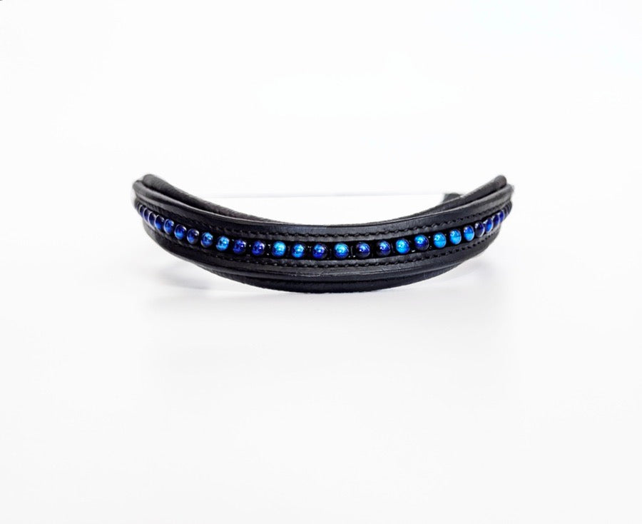 OTHER Iridescent Blue Beaded Browband (2)