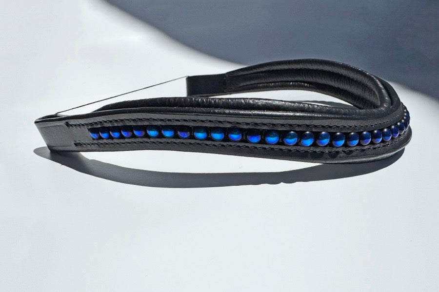 OTHER Iridescent Blue Beaded Browband (5)