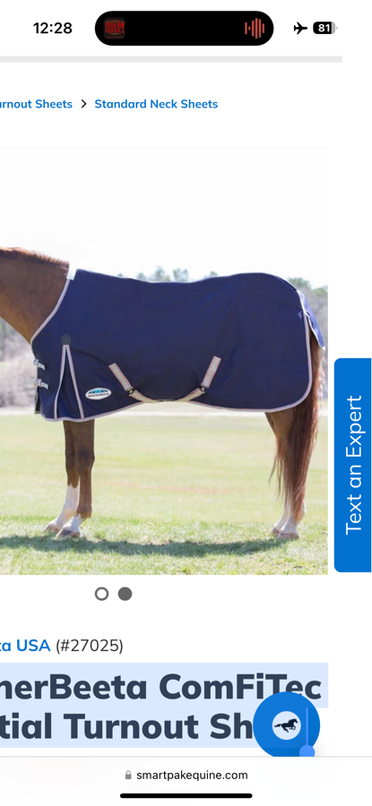 81’ LIGHTWEIGHT WeatherBeeta ComFiTec Essential Turnout Sheet