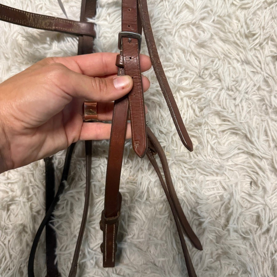 OTHER Brown Leather Full Size English Horseback Riding Snaffle Bridle. Good Condition. (4)