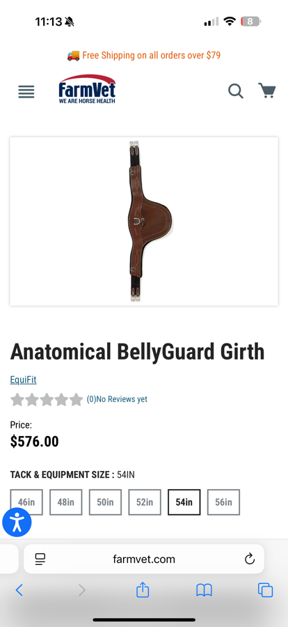 EQUIFIT Equifit Anatomical BellyGuard Girth - 54” (5)