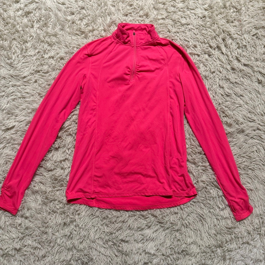 Women’s Large Pink Dover Long Sleeve Horseback Riding Quarter Zip Shirt. Good Co