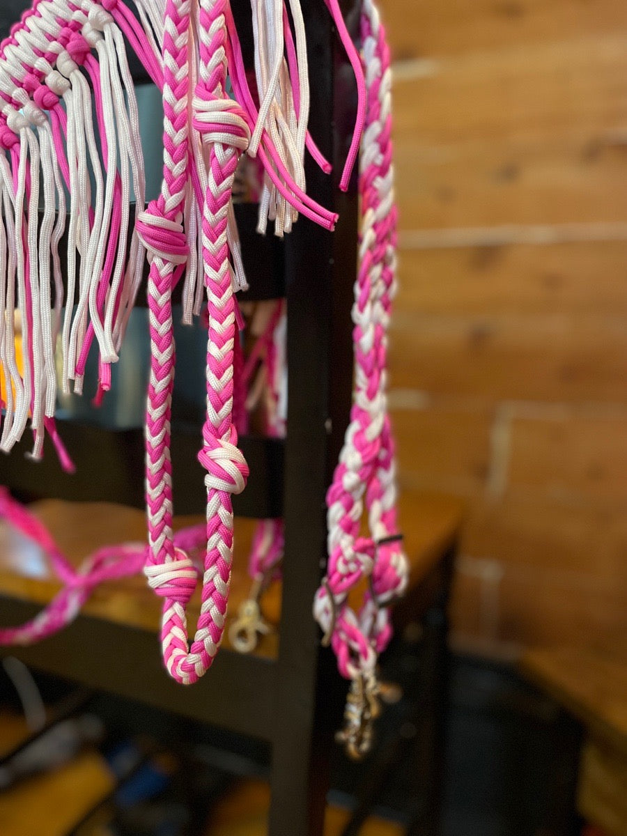 Custom Braided Paracord fringe horse breast collar with matching reins