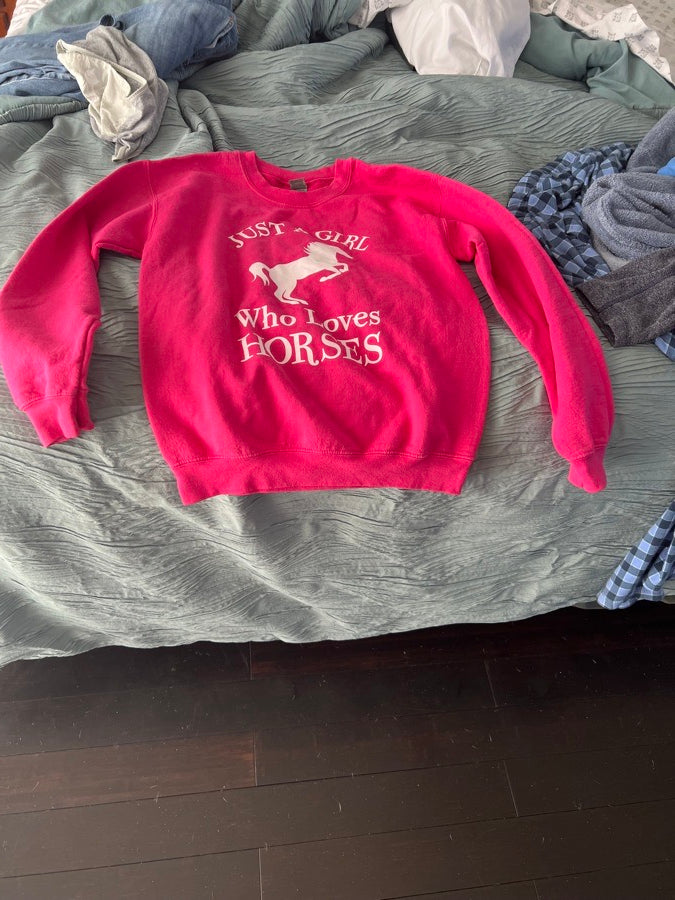 Horse sweat shirt (girls size small)