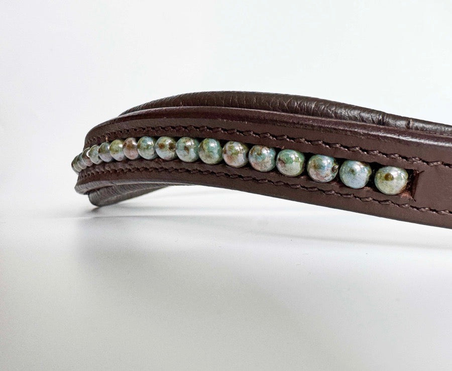 Blue Marbled Beaded Browband
