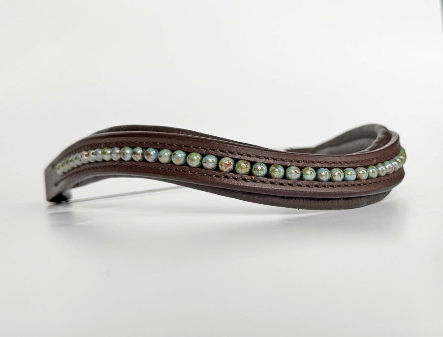 Blue Marbled Beaded Browband