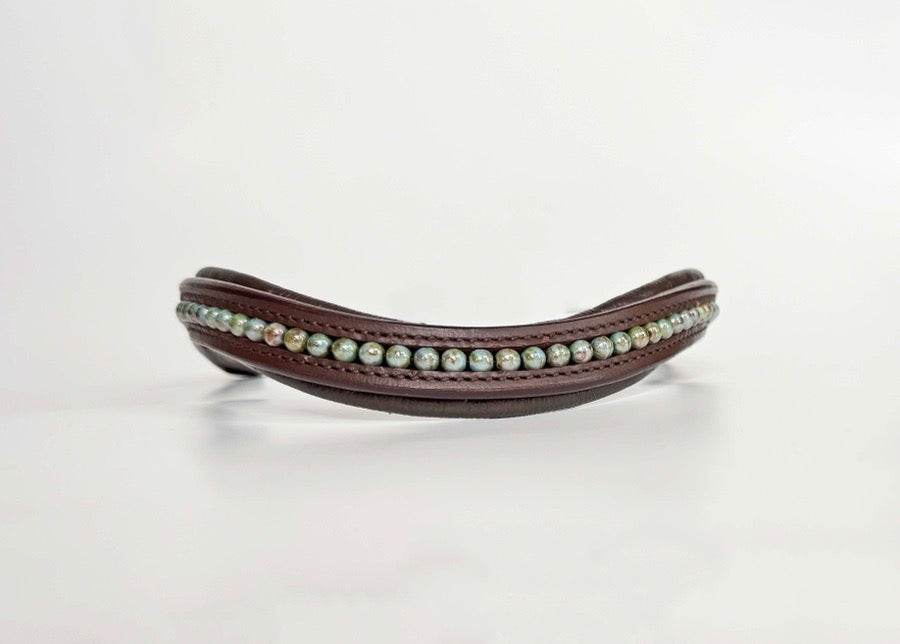 Blue Marbled Beaded Browband
