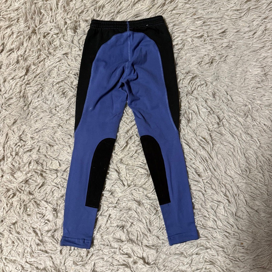 Girl’s XS Black/Blue Kerrits Knee Patch Horseback Riding Tights. Good Condition.