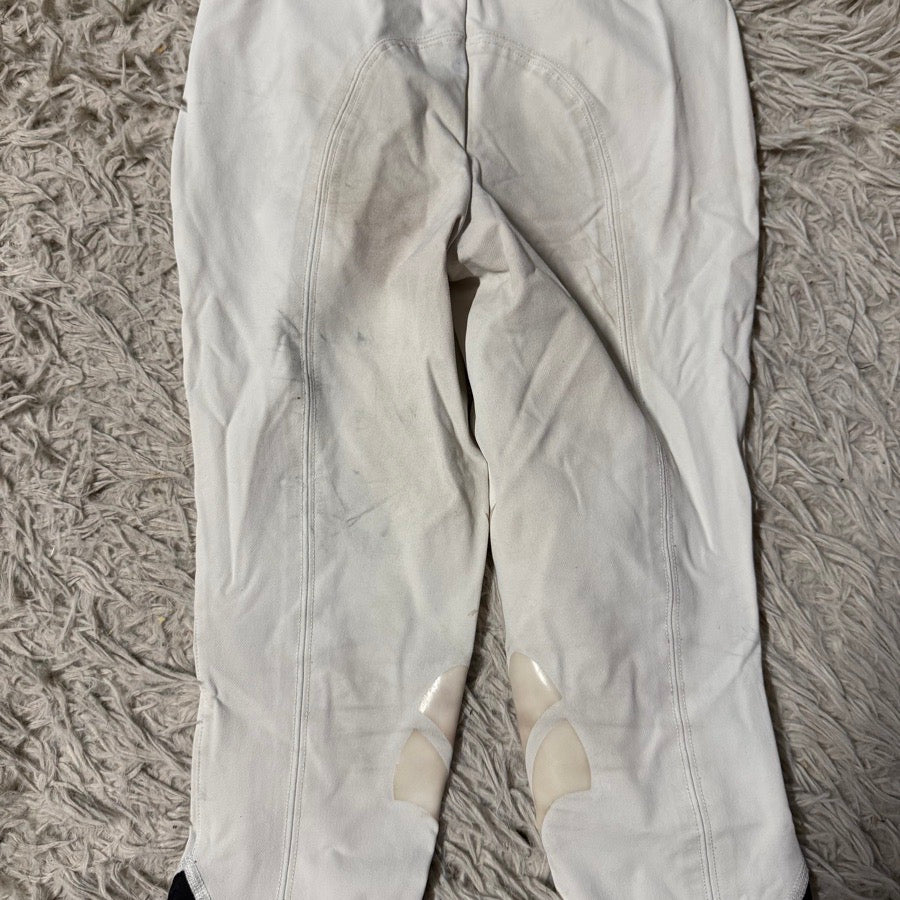Girl’s Size 10 White Struck Knee Patch Horseback Riding Breeches