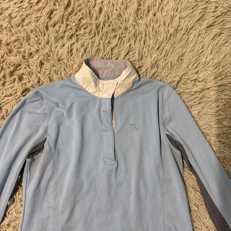 HORZE Women’s Size 6 Blue Horze Long Sleeve Horseback Riding Show Shirt. Good Conditio (2)