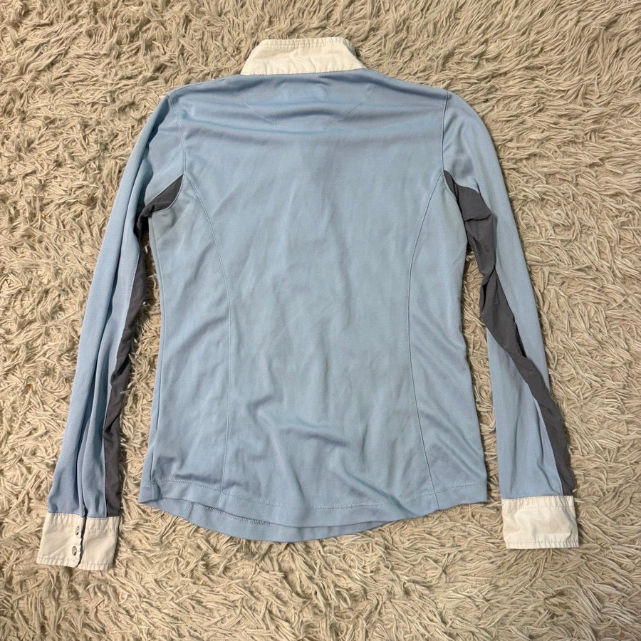 HORZE Women’s Size 6 Blue Horze Long Sleeve Horseback Riding Show Shirt. Good Conditio (3)