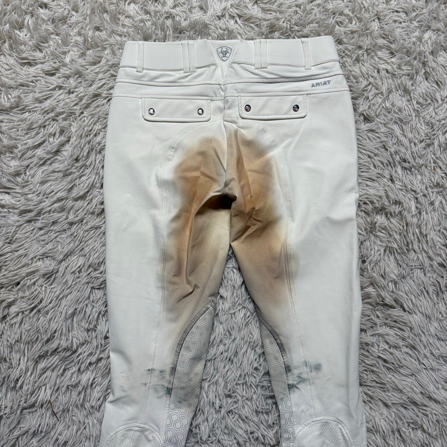 Women’s Size 28L White Ariat Knee Patch Horseback Riding Breeches