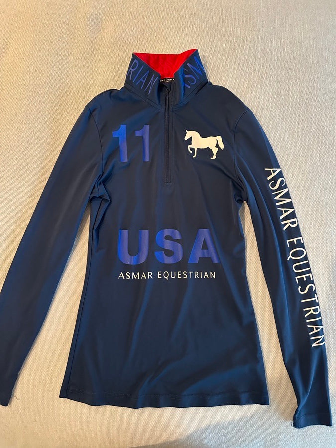 Other Limited Edition Asmar Equestrian Navy USA Long Sleeve Top