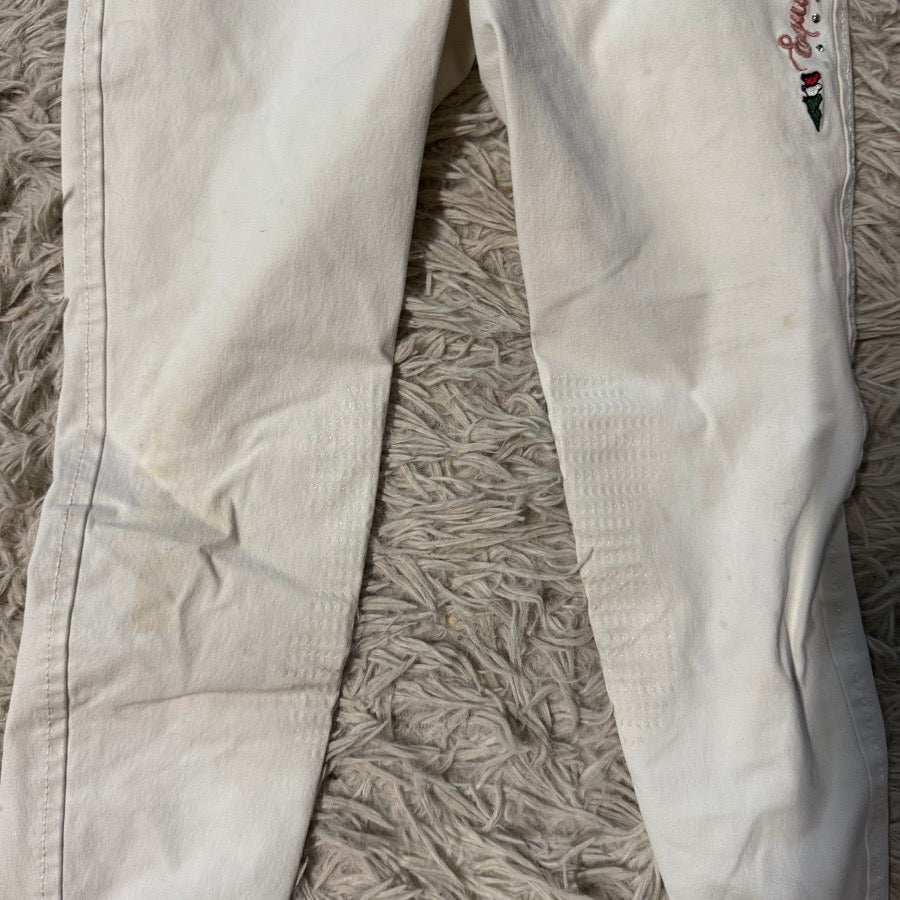 Girl’s Size 8/9 White Equiline Knee Patch Horseback Riding Breeches. Good Cond.