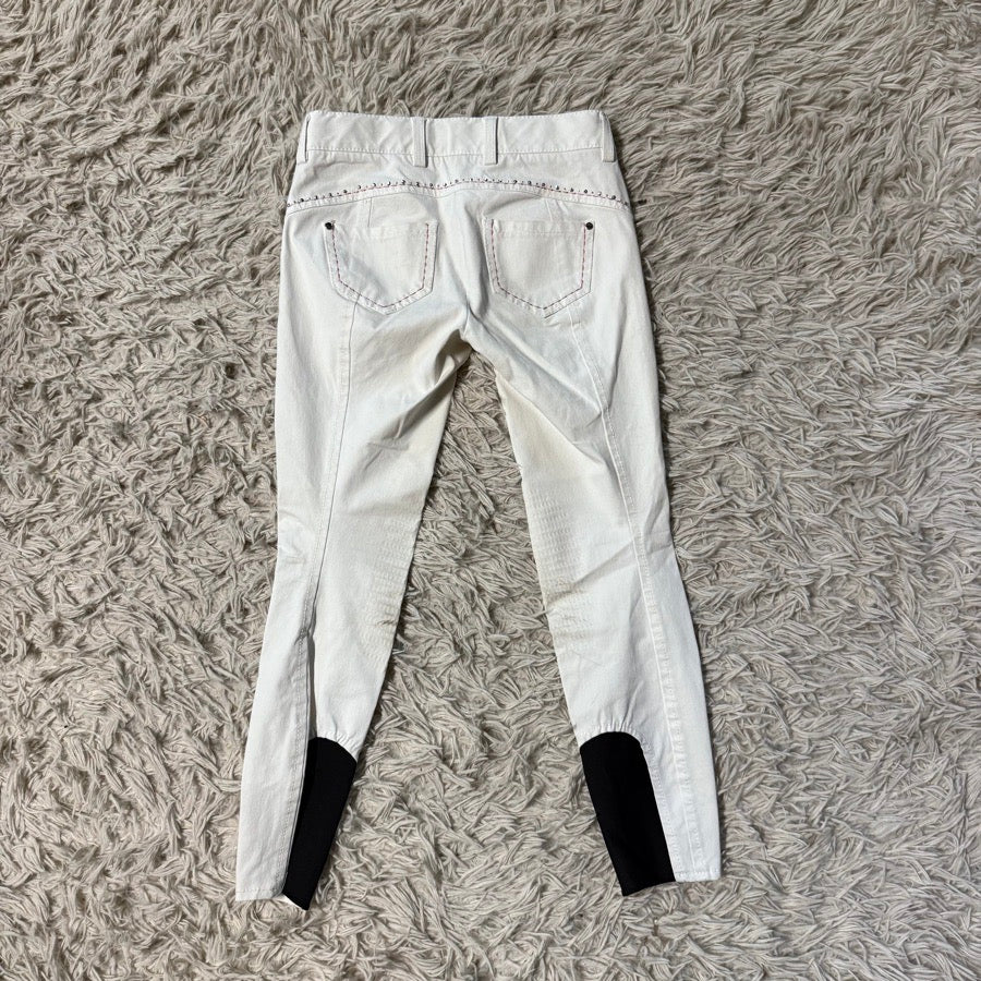 Girl’s Size 8/9 White Equiline Knee Patch Horseback Riding Breeches. Good Cond.