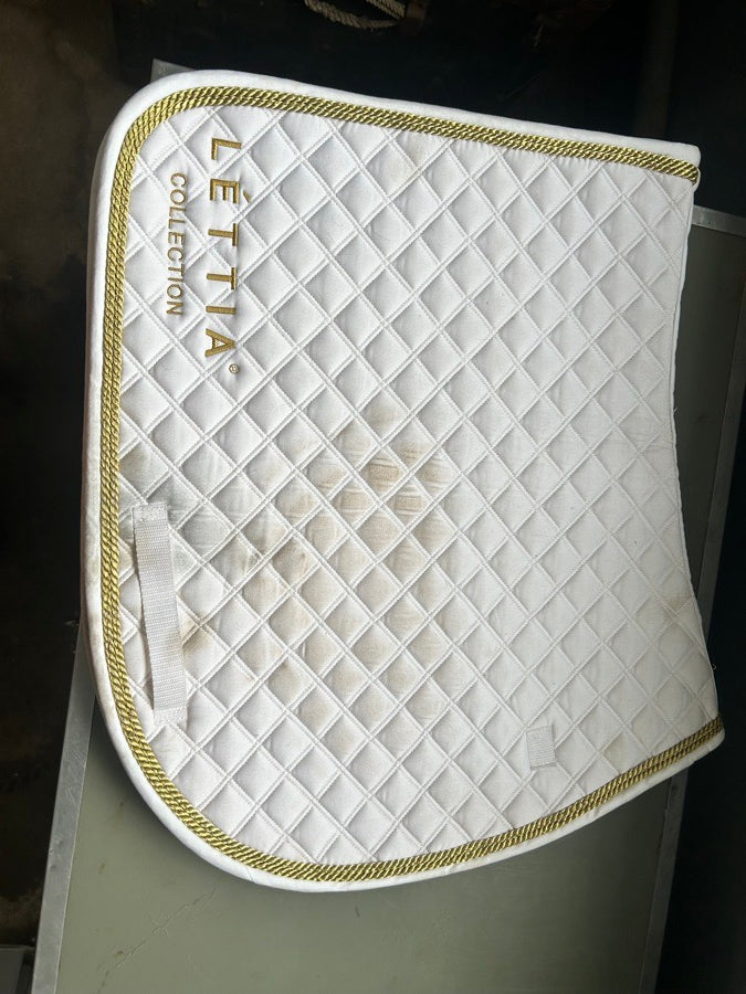 White and Gold Saddle Pad
