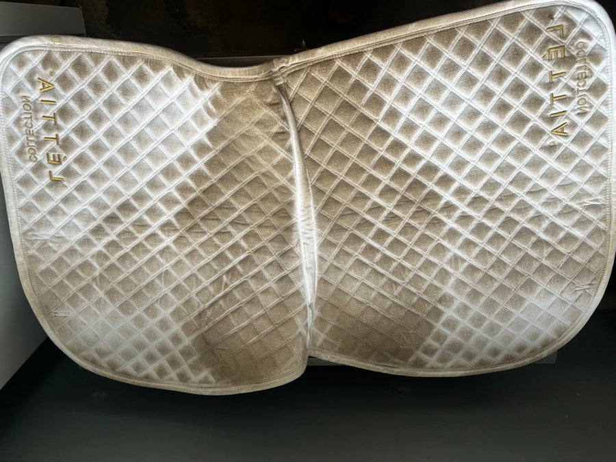 White and Gold Saddle Pad