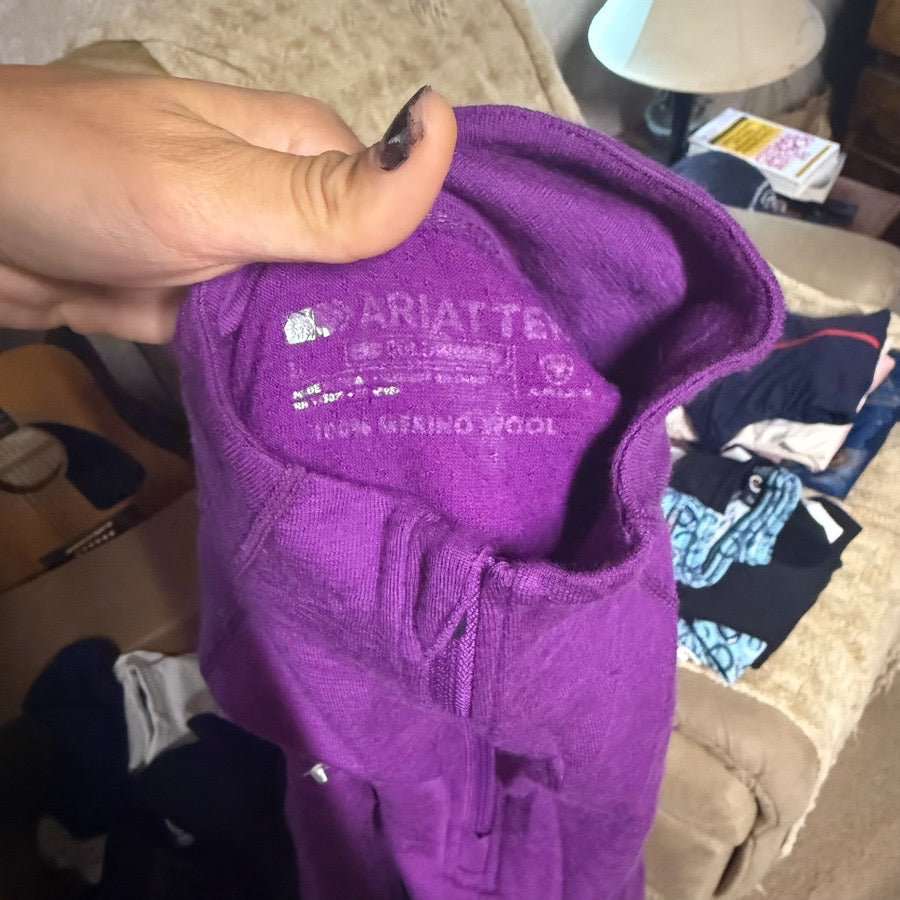 ARIAT Women’s Large Purple Ariat Long Sleeve Horseback Riding Winter Shirt (3)