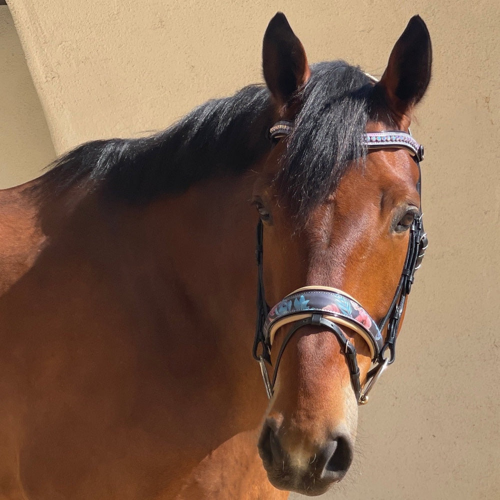 Fleur Snaffle Bridle - Cream Padding
