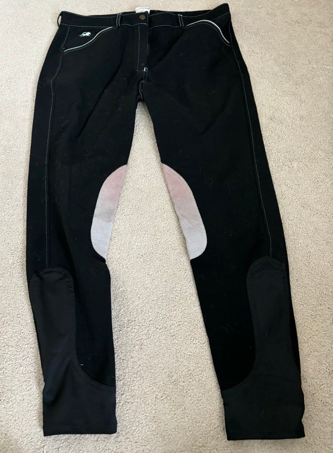 34L Smartpak Piper original mid-rise, black with Spearmint, knee patch. Good