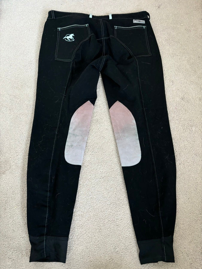 34L Smartpak Piper original mid-rise, black with Spearmint, knee patch. Good
