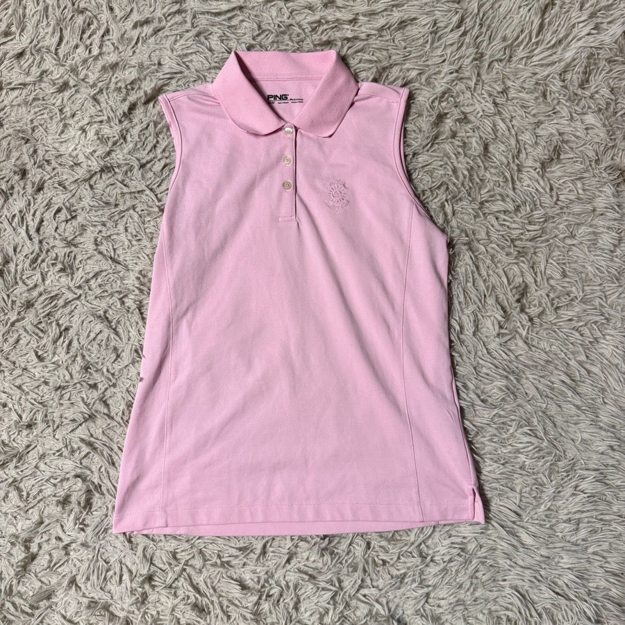 Other Women’s Medium Pink Ping Sleeveless Athletic Polo Shirt